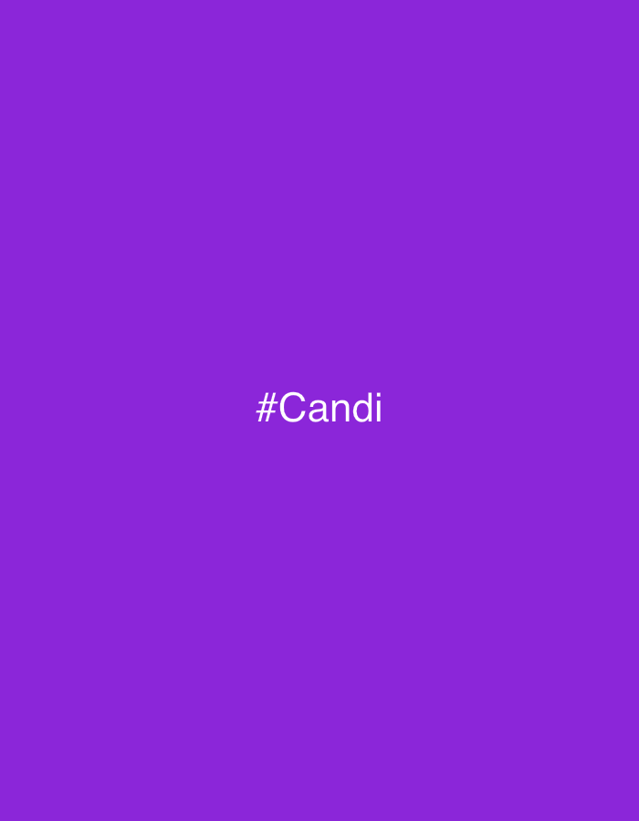 A purple background with the text "#Candi" in white. The image does not provide any information about the location in the city of Alanya, Turkey or any details about people, subjects, objects, actions, interactions, or the environment.