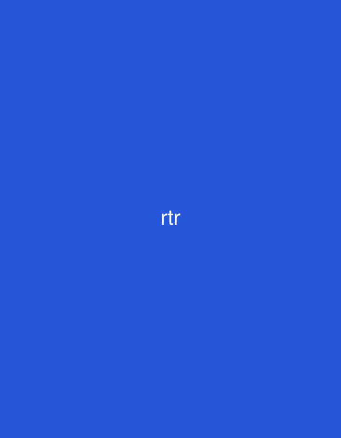 The image features a minimalist composition with a solid, vibrant blue background. Centered horizontally and vertically on this blue field are the three lowercase letters "rtr," rendered in a plain, white, sans-serif typeface. There are no other subjects, objects, people, or discernible scene elements present within the frame. The image is static and abstract, depicting only these textual characters against a monochromatic backdrop. No activity or event is taking place. Notable details such as time of day, weather, or emotions are not applicable to this abstract design. The provided location context is Vagharshapat, Armenia; however, the image itself does not contain any visual cues or elements that depict or indicate this geographical location. The crops provided illustrate the same "rtr" text and blue background, repositioned within the frame.