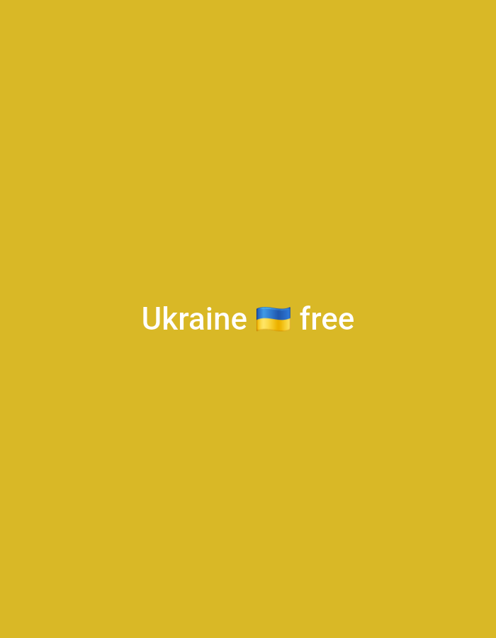 The media file shows the words "Ukraine" followed by the Ukrainian flag emoji and then the word "free" in white text, centered against a solid yellow background. The yellow background is likely meant to evoke the color of the Ukrainian flag, complementing the flag emoji and reinforcing the message of support for Ukraine. There are no people, objects, or scenery visible in the media file. The activity depicted is solely the display of text and an emoji to convey a message. The overall emotion conveyed is one of solidarity and a wish for freedom for Ukraine. There are no discernible details regarding time of day, weather, or specific location cues beyond the implied national context of Ukraine.