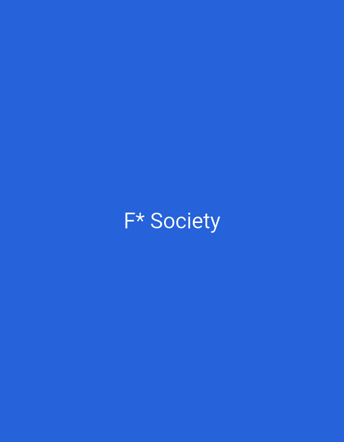 The image displays the text "F* Society" in white, centered on a solid royal blue background. The text is the sole subject of the image. There is no discernible location in the city of Neuvecelle, France, depicted.
