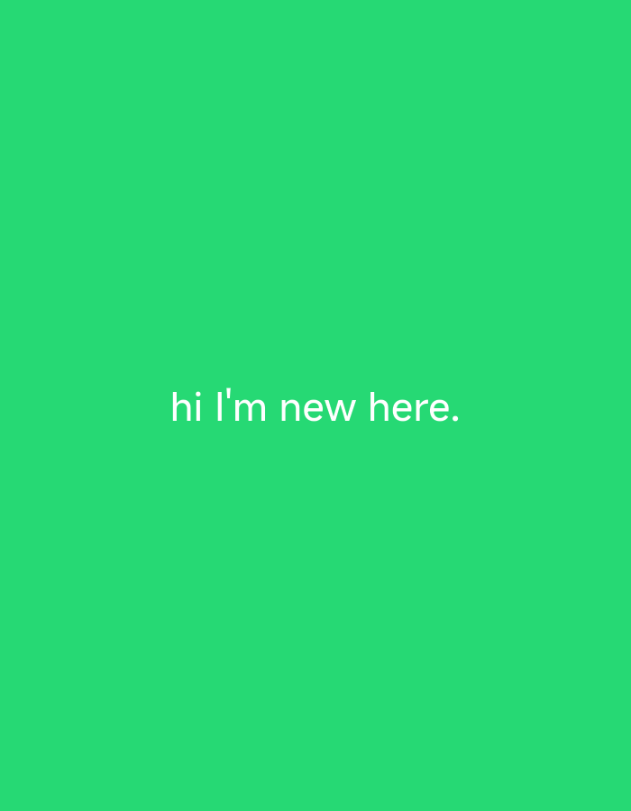 The image is a still from a video featuring a green background with the text "hi i'm new here." displayed in white, centered on the screen. The text is positioned in the lower half of the image. There are no people, objects, or environmental elements present in the scene besides the text and the green background. The image is not specific to any location in Gujranwala City Tehsil, Pakistan, as it is a digitally generated image with no discernible geographical markers.