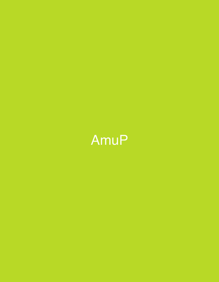The image displays a uniformly illuminated, solid lime green background. Centered on this field is the white, sans-serif text "AmuP". No architectural, environmental, or contextual elements are visible to establish a specific location within the city of Casablanca, Morocco.