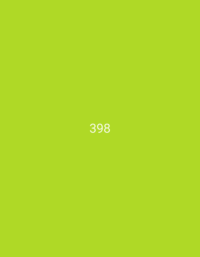 The image contains the number "398" centered on a bright green background. There are no discernible elements related to the city of Lassan, Pakistan, or any other environmental or human context.