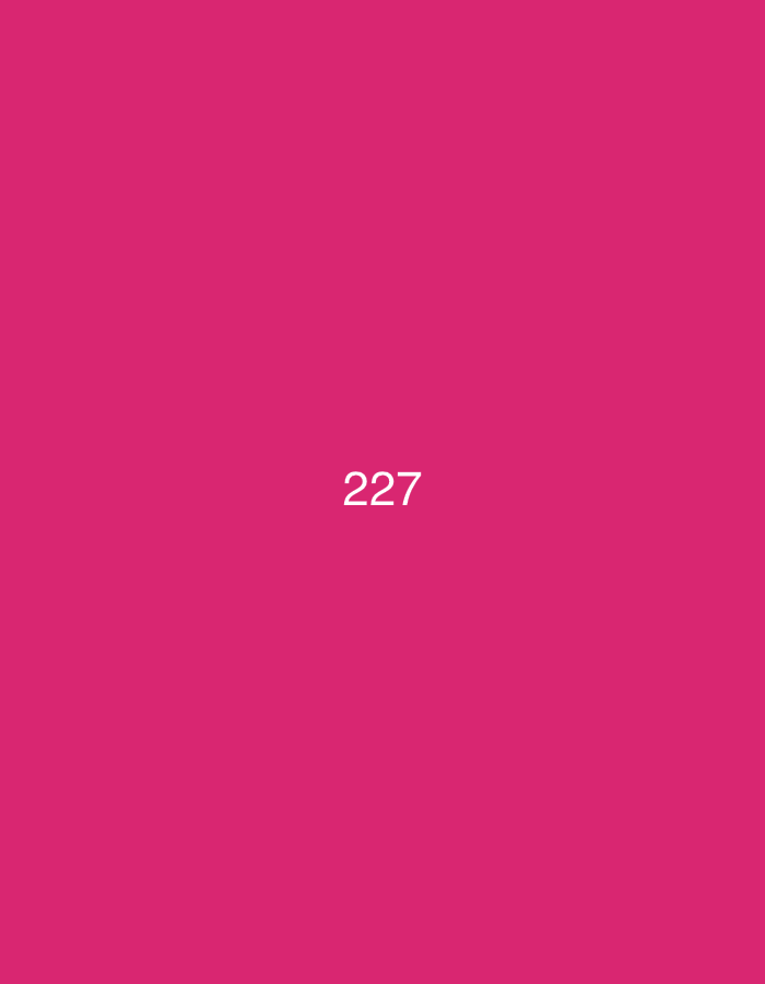 The image is a plain pink background with the number "227" in white text centered horizontally and slightly above the vertical center. There is no discernible city or location information present in the image.