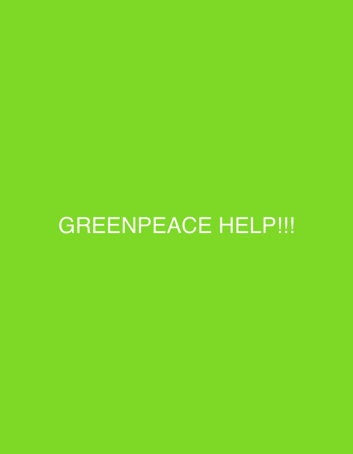 The image is a green screen with the words "GREENPEACE HELP!!!" in white text. There is no information in the image to indicate its location in Moscow, Russia or any other details about people, subjects, objects, actions, interactions, or the environment.