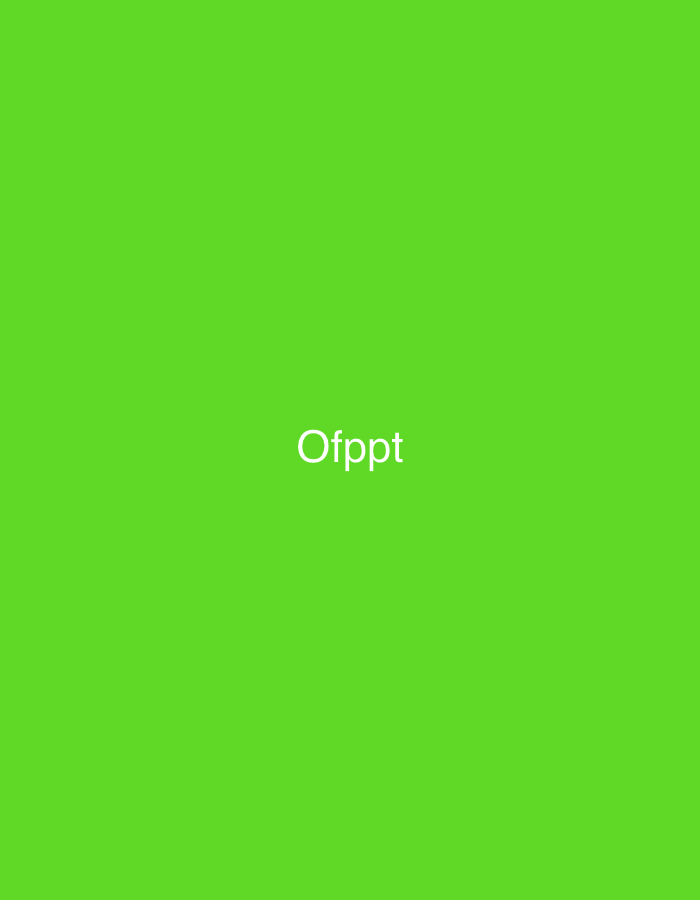 The image displays a solid, uniform lime green background. Centered on this monochromatic field, the acronym "Ofppt" is rendered in white, sans-serif capital letters. No other subjects, objects, people, actions, interactions, or environmental details are visually present within the image. This image is contextualized as being associated with the city of Casablanca, Morocco, pertaining to the Office de la Formation Professionnelle et de la Promotion du Travail (OFPPT).