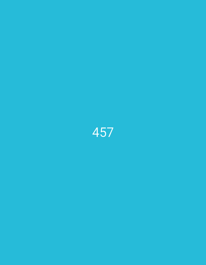 The image shows the number "457" centered against a plain turquoise background. There are no people, objects, or environmental details present. The location is unknown.