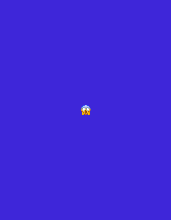 The image is a minimalist depiction of a blue background with a single emoji, the "Face with Hand Over Mouth" emoji, centered in the frame. There is no discernible city or location within the image.