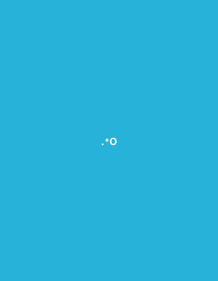 A light blue background dominates the image. Centered is the punctuation mark ".o". The period is slightly smaller than the "o" and positioned to the left. Both the period and the "o" are in white color. The composition is minimalist, emphasizing the single textual element against the uniform backdrop.