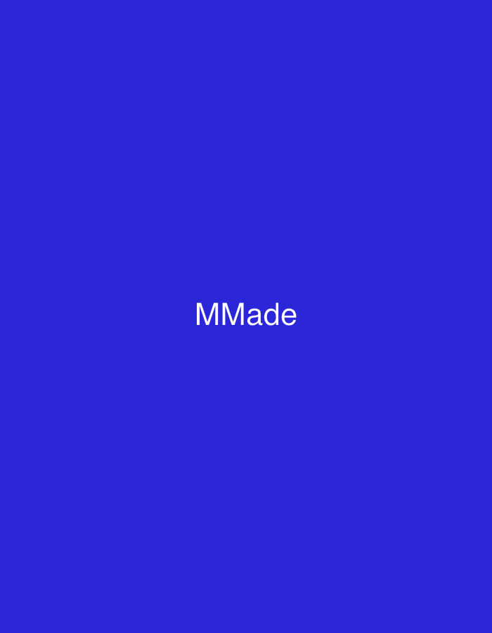 A rectangular image displays a solid royal blue background (RGB: 32, 48, 229; Hex: #2030E5). Centered horizontally and vertically within this field is the white text "MMade" (RGB: 255, 255, 255; Hex: #FFFFFF), rendered in a plain, sans-serif typeface. No figures, additional objects, or environmental features are present. The image provides no visual cues or context that would indicate a specific geographical location, including Casablanca, Morocco.
