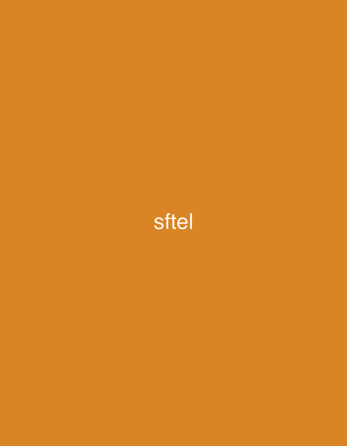The image displays a uniform, solid orange background. Centrally positioned on this background is the white, lowercase text "sftel". There are no other discernible subjects, objects, people, actions, interactions, or environmental details present in the image, making a specific geographic location indeterminate.