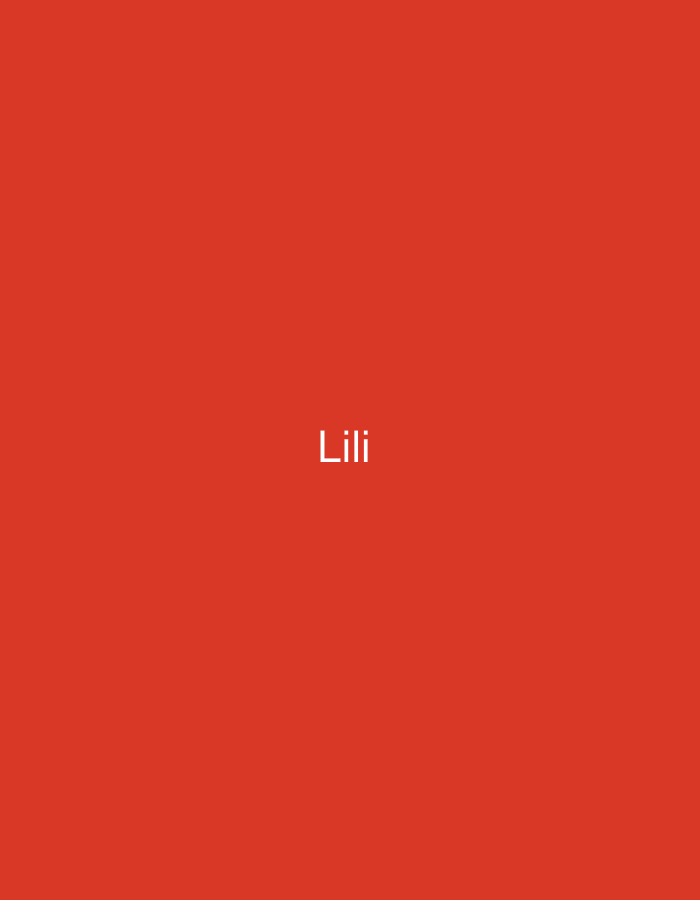The image displays a plain, solid red background. Centered horizontally and vertically on this background is the word "Lili" written in white, sans-serif text. There are no other subjects, objects, or figures visible in the image. No specific activities or events are depicted. The uniform background provides no discernible cues regarding time of day, weather, or a particular location. While "La Tagua, Venezuela" is provided as a location context, the image itself contains no visual elements to support or contradict this information. The overall impression is minimalist, focusing solely on the name "Lili" against a stark red field.