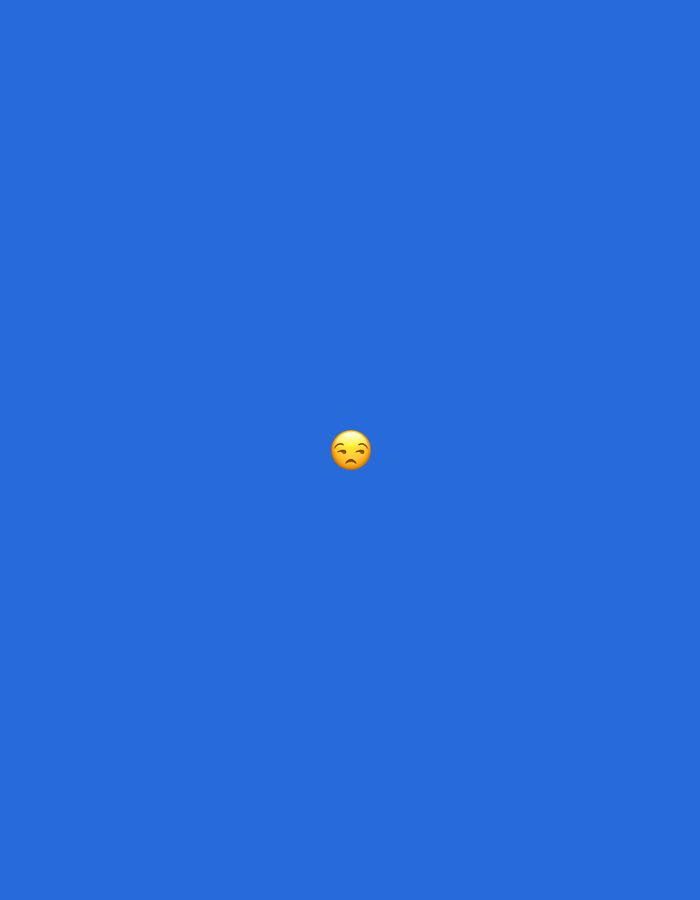 The image displays a solid, uniform blue background. Centered within this field is a single yellow emoji, identified as a 'pensive face' (🥺), characterized by raised eyebrows, a small downturned mouth, and large, wide eyes, conveying a sense of sadness or tenderness. This scene is located in Santa Ana, Venezuela.
