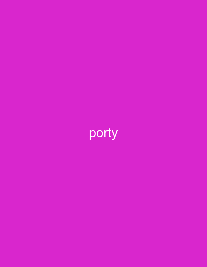 The image displays a solid, vibrant magenta background. Centered horizontally and vertically on this background is the word "porty," rendered in white, lowercase, sans-serif letters. The provided crops demonstrate the text "porty" also positioned in the bottom right, bottom left, top right, and top left corners of similar magenta backgrounds, suggesting flexibility in its placement or showcasing different compositional options. There are no discernible subjects, objects, specific scenes, or activities depicted. The background is a flat, uniform color without any textures or patterns. No time of day, weather conditions, or specific emotions are conveyed. The stated location context of Vagharshapat, Armenia, cannot be visually identified or confirmed from the content of the image.