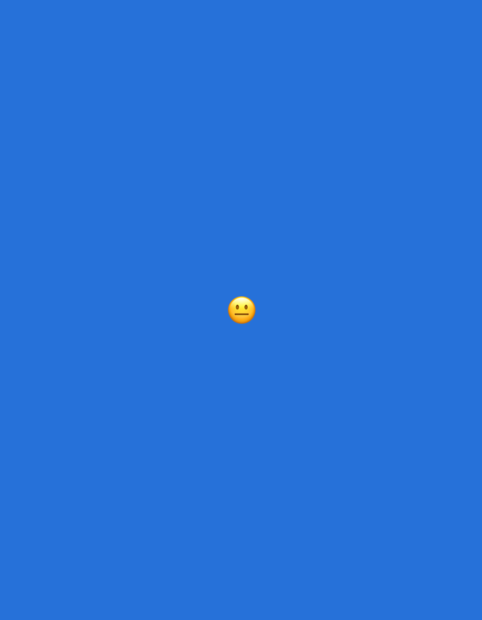 The image displays a digital graphic featuring a single, yellow circular emoji with a neutral expression. The emoji has two small, black, oval-shaped eyes and a thin, horizontal black line representing a closed mouth, indicating an expressionless or indifferent state. The emoji is centrally positioned within a solid, uniformly blue background. There are no other subjects, objects, people, or discernible environmental features present in the image. The image contains no visual information that would allow for the determination of a specific geographic location, including the city of Santa Ana, Venezuela.