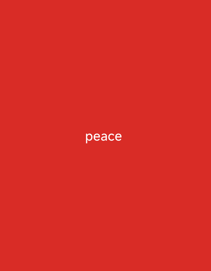 The image is a solid red background with the word "peace" written in white text in the center. There is no information about Tabari Jauro Manu, Nigeria.