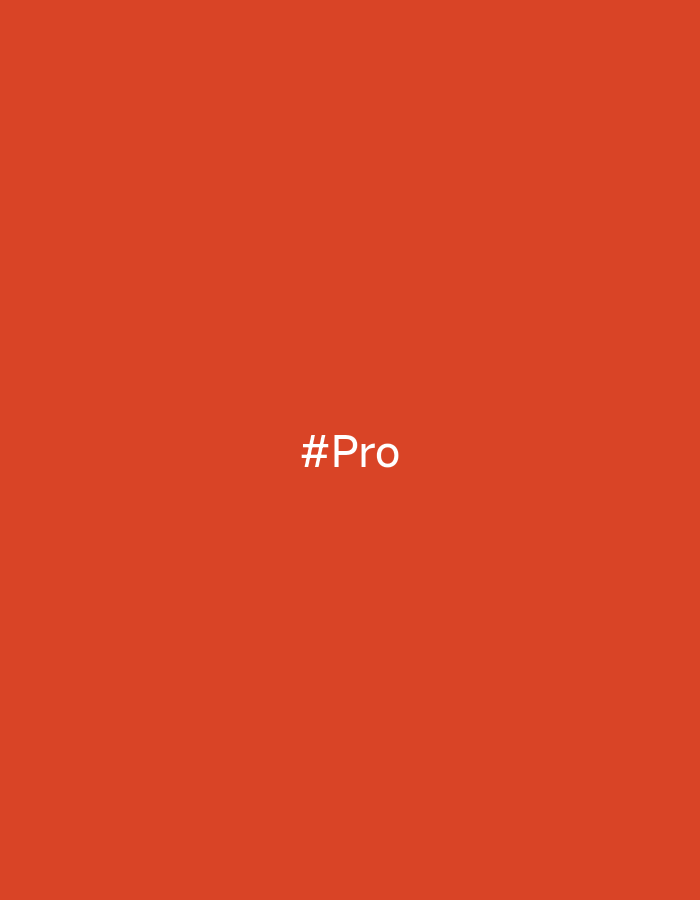 A medium shot of the word '#Pro' in white, positioned in the center of the frame against a solid, orange-red background. The location of the scene is Unknown, Unknown.