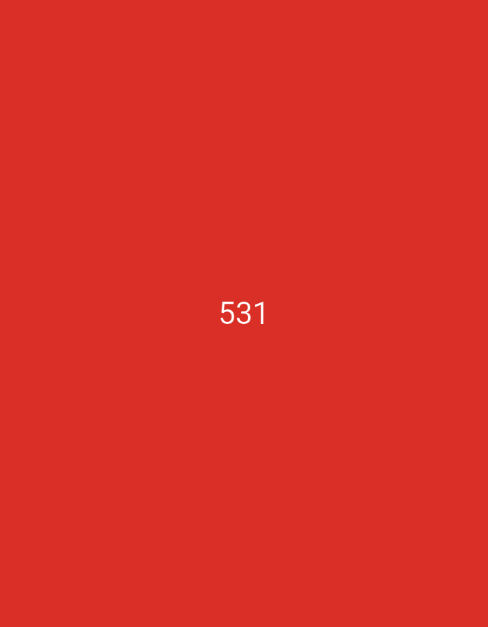 A full-frame, vertical, medium shot shows the number "531" in white text, centered horizontally and located roughly one-third of the way down from the top of the image. The background is a solid, vibrant red color.