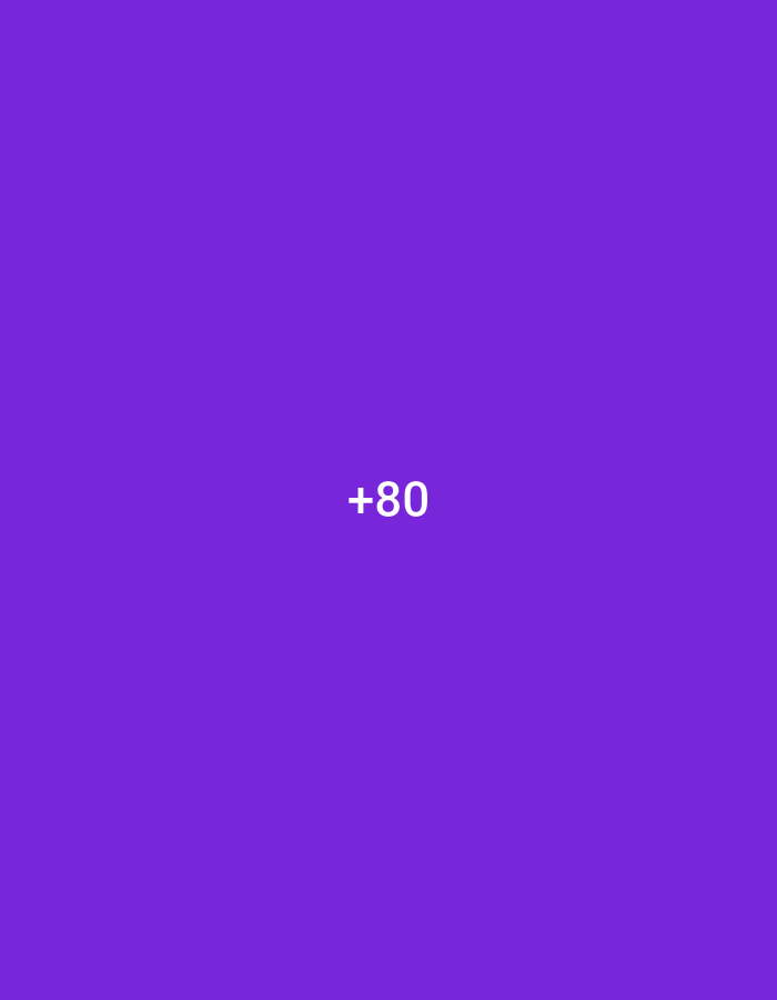 The image is a solid purple background with white text in the center that reads "+80". There are no people, objects, actions, interactions, or environmental details present that could be used to infer a specific location in Jalingo, Nigeria, or any other city.