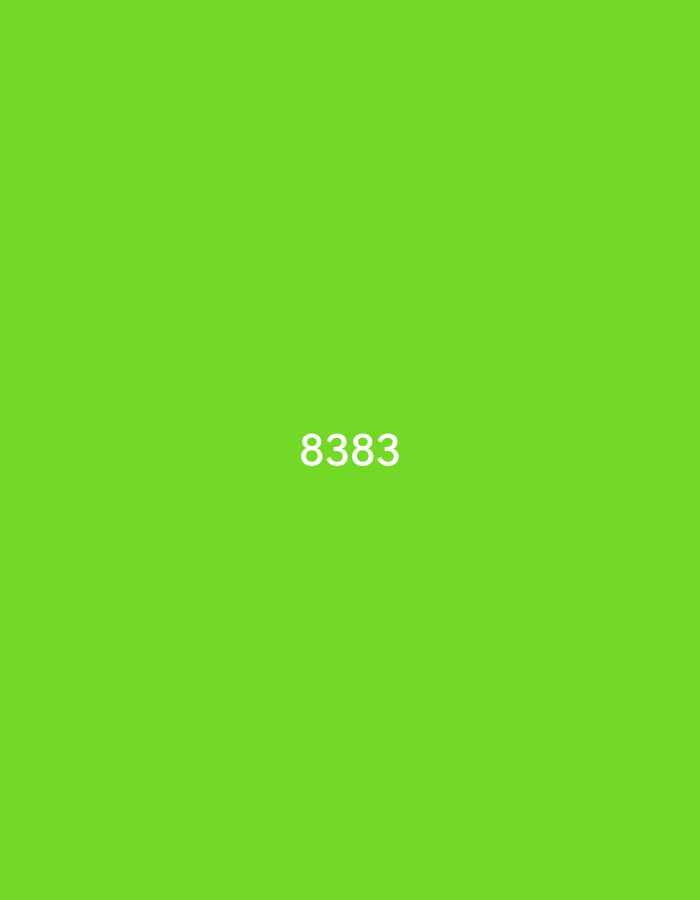 The image displays the number "8383" in white against a solid green background. The number is centered vertically and horizontally.