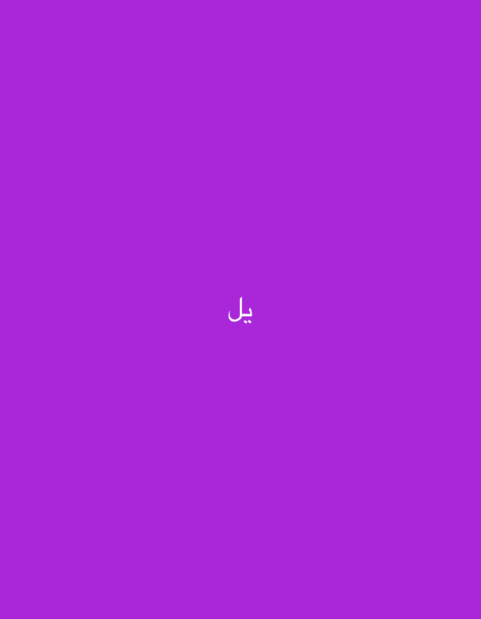 The image displays a solid, vibrant purple background. Centered on this background is a single Arabic word rendered in white text. The word consists of two connected letters: 'yaa' (ي) followed by 'laam' (ل), forming 'يل'. There are no other discernible objects, individuals, or environmental details present in the image. The visual content of the image does not provide any information to indicate a specific geographic location, including the city of Casablanca, Morocco.