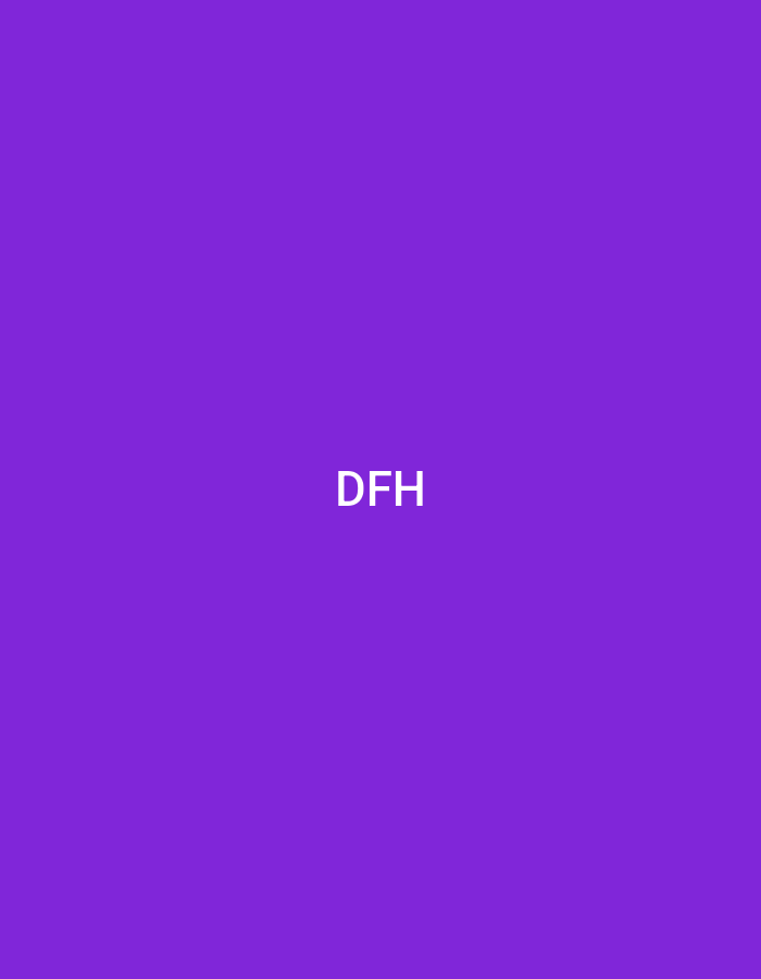The scene is comprised of a uniform purple background. White sans-serif uppercase letters 'DFH' are centrally displayed against this backdrop. The visual information available does not include any environmental features, architectural details, or unique identifiers that would specify a particular location within Casablanca, Morocco. No individuals, additional objects, or discernible actions are depicted within the image.