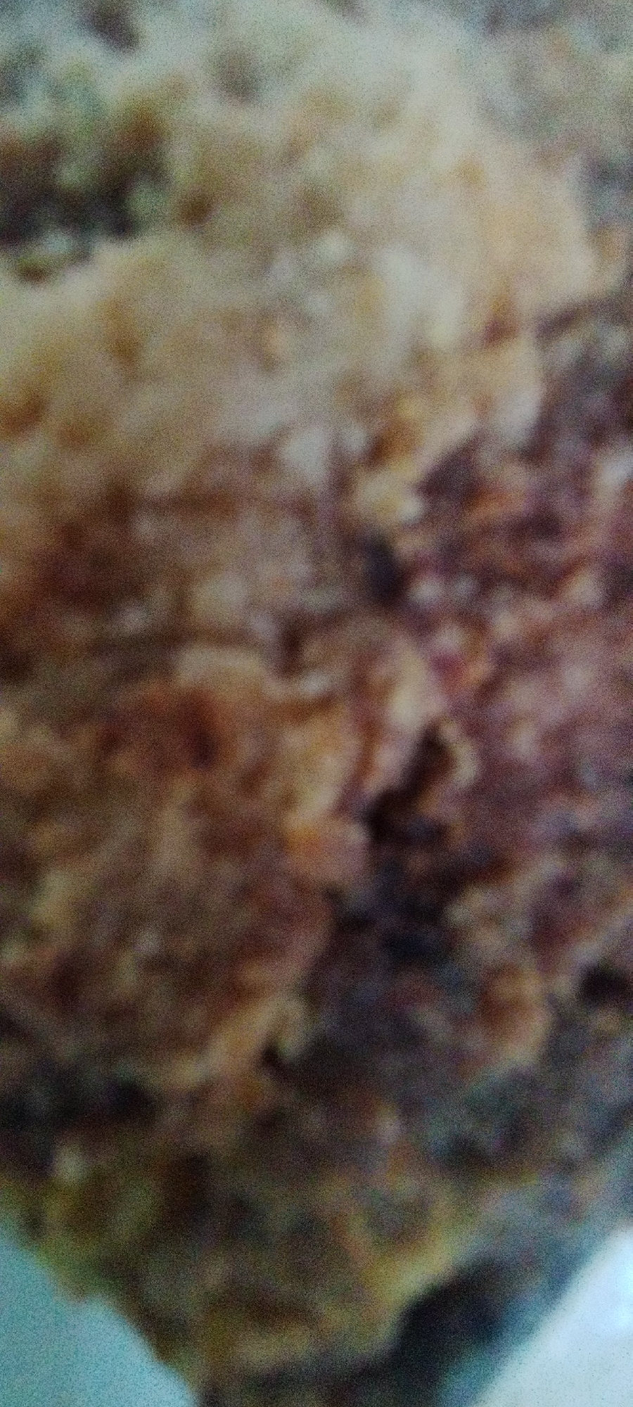 The image is a close-up, out-of-focus shot of a textured surface with a mix of brown, beige, and dark hues. The texture appears granular, possibly resembling food or soil. There are no discernible people, objects, actions, interactions, or environmental features that would allow for identification of a specific location in Yaroslavskaya, Russia, or any other place.