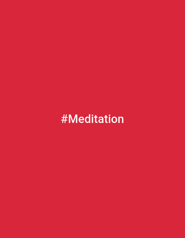 The image features the text "#Meditation" in white against a solid red background.