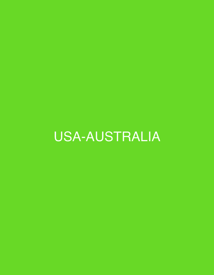 The image is a screenshot of a plain, lime green background with white text centered in the middle. The text reads "USA-AUSTRALIA". There is no indication of the city of Lobosh, Bulgaria, or any specific location within it. The image is devoid of any people, subjects, objects, actions, or interactions.