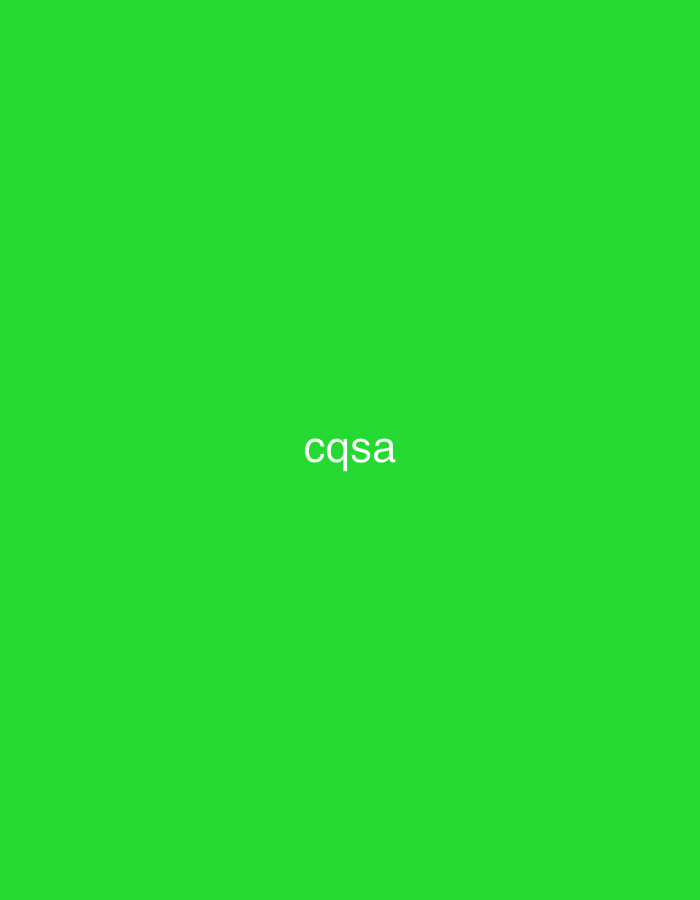 The image displays a uniform, vibrant green background. Centered on this monochromatic field, the white text "cqsa" is prominently featured. There are no additional subjects, objects, people, or environmental details present. The scene is a minimalist digital graphic, contextually associated with the city of Casablanca, Morocco.