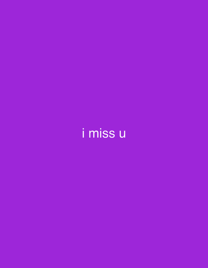 The image is a plain purple background with white text that says "i miss u" in the center. There are no people, objects, or environmental details in the image. The location in the city of North Jakarta, Indonesia is not specified or discernible from the image.