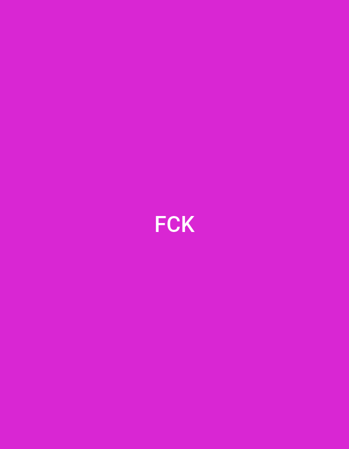 The image displays a solid, uniform magenta background. Centered horizontally and vertically within the frame are three uppercase letters, "FCK," rendered in white. There are no discernible people, subjects, objects, actions, interactions, or environmental features present in the image, preventing any determination of a physical location such as Casablanca, Morocco. The image is purely graphic, consisting solely of a colored background and white text.