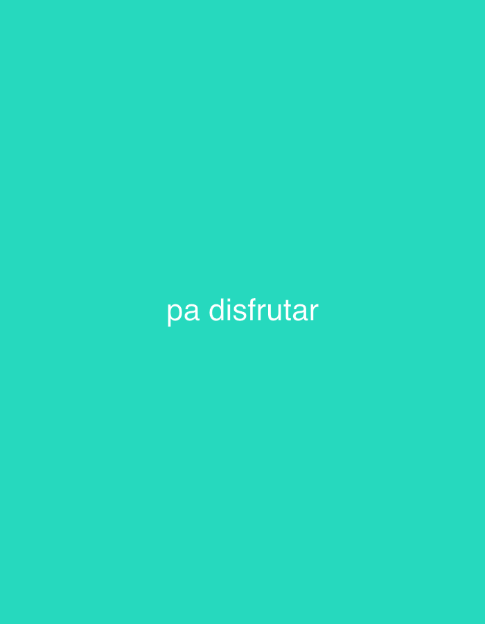 The image displays a solid, vibrant teal-colored background, resembling an aquamarine or bright turquoise hue. Centered horizontally and slightly above the vertical midpoint of the frame, the text "pa disfrutar" is visible in white, sans-serif font.
There are no discernible subjects such as people or specific objects present in the image. The scene is a plain, untextured background without any environmental or structural elements to suggest a particular setting. No activity or event is depicted.
Notable details are limited to the color scheme and the text. The uniform color covers the entire frame. There are no visual cues to indicate the time of day, weather conditions, or specific location within the image itself. Emotions conveyed are solely through the text, as "pa disfrutar" is a colloquial Spanish phrase meaning "to enjoy" or "for enjoyment," suggesting a positive and inviting sentiment. Although the image itself provides no geographical markers, it is contextualized as being related to Santa Ana, Venezuela.