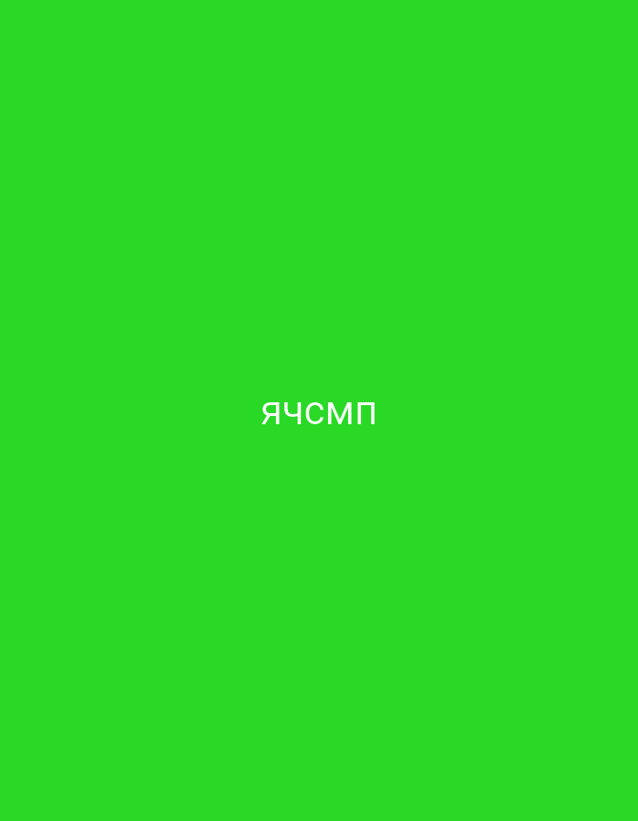 The image displays white Cyrillic text "ЯЧСМП" centered against a plain, solid, bright green background. The text is capitalized and rendered in a sans-serif font. No other subjects or objects are visible. The scene is abstract, lacking any discernible setting, time of day, weather, or specific location cues beyond the implied context of the text itself. No activity or event is taking place. The text "ЯЧСМП" is an abbreviation commonly used in Russian internet slang, standing for "Я чего-то сейчас мыслю подумал" (I just thought of something / I just had a thought).