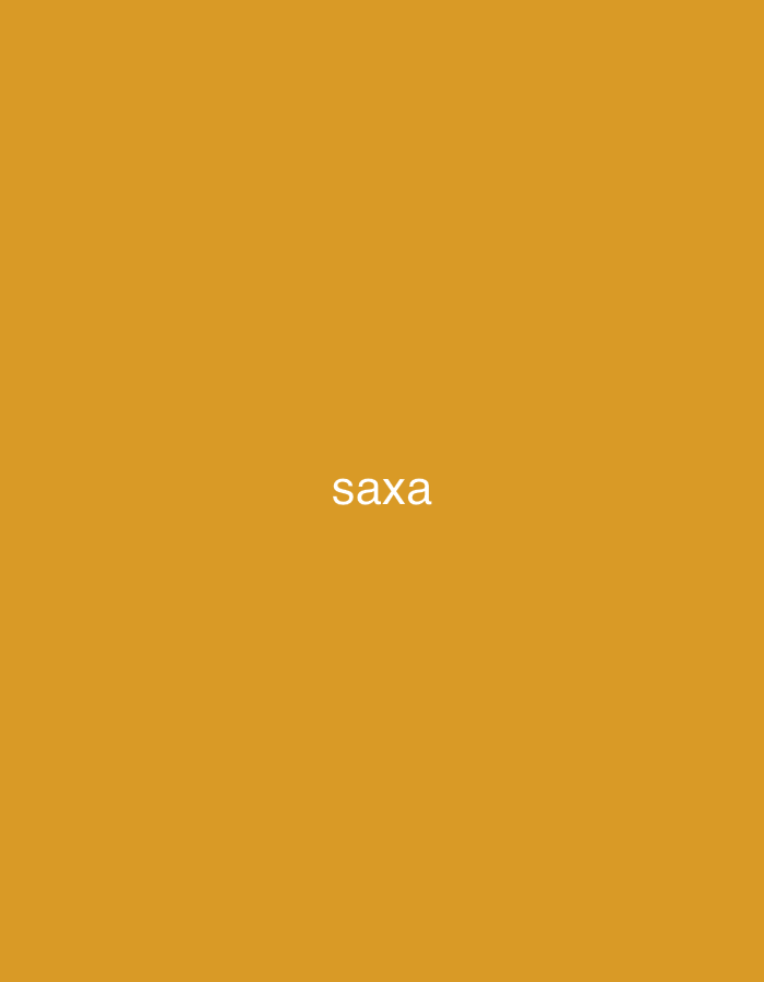 The image displays the word "saxa" in white, sans-serif lowercase letters, centered horizontally on a solid mustard yellow background. No other subjects, objects, people, actions, or environmental details are present. The image provides no visual information regarding a location in Casablanca, Morocco, or any other specific geographical area.