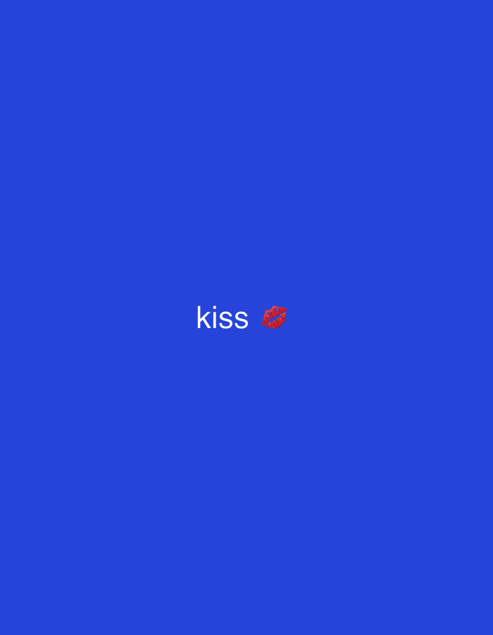 The image is a digital graphic on a solid royal blue background. In the center of the image, the word "kiss" is written in white lowercase letters. To the right of the word "kiss" is a red emoji of a pair of lips. The image does not contain any information or visual elements that could be used to identify its location in Santa Ana, Venezuela.