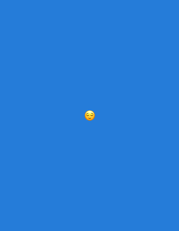 The image depicts a bright blue, solid background. Centered within the frame is a yellow emoji with closed eyes and a gentle smile, suggesting a feeling of contentment or peace. There is no discernible urban environment, natural landscape, or any indication of the City of Binjai, Indonesia. The image is purely a digital graphic.