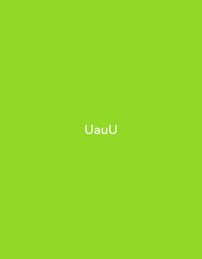 The image shows the text "UauU" in white font on a solid green background. There are no people, objects, or actions depicted in the image other than the text itself. The location is unspecified.