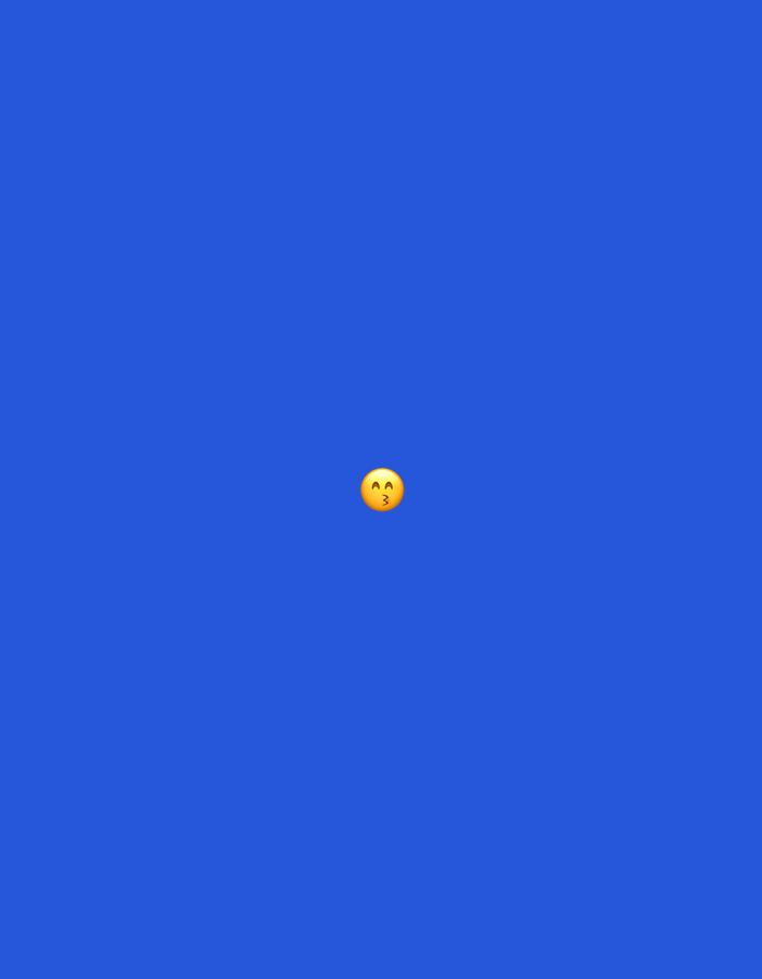 The image displays a digital graphic on a solid royal blue background. A single emoji, specifically the "Face Blowing a Kiss" emoji, is centrally positioned. The emoji features a standard yellow circular face with two open, crescent-shaped eyes and a small, puckered mouth blowing a kiss towards the viewer's right. There are no other subjects, objects, or environmental details present. The blue background is uniform and lacks any texture, shadows, or discernible elements of a physical location. The image contains no visual information or contextual clues that would associate it with Santa Ana, Venezuela, or any real-world geographical location.