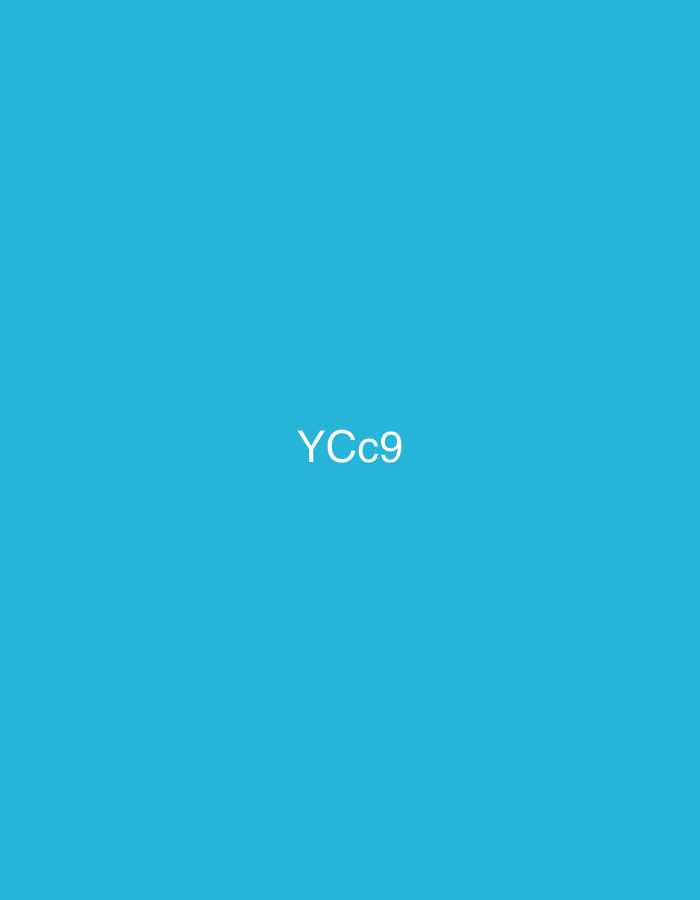The image displays a solid, uniform cyan-blue background. Centered on this background is the white, sans-serif text "YCcc9". No other subjects, objects, actions, interactions, or environmental details are visible in the scene. This digital graphic is associated with the city of Casablanca, Morocco.