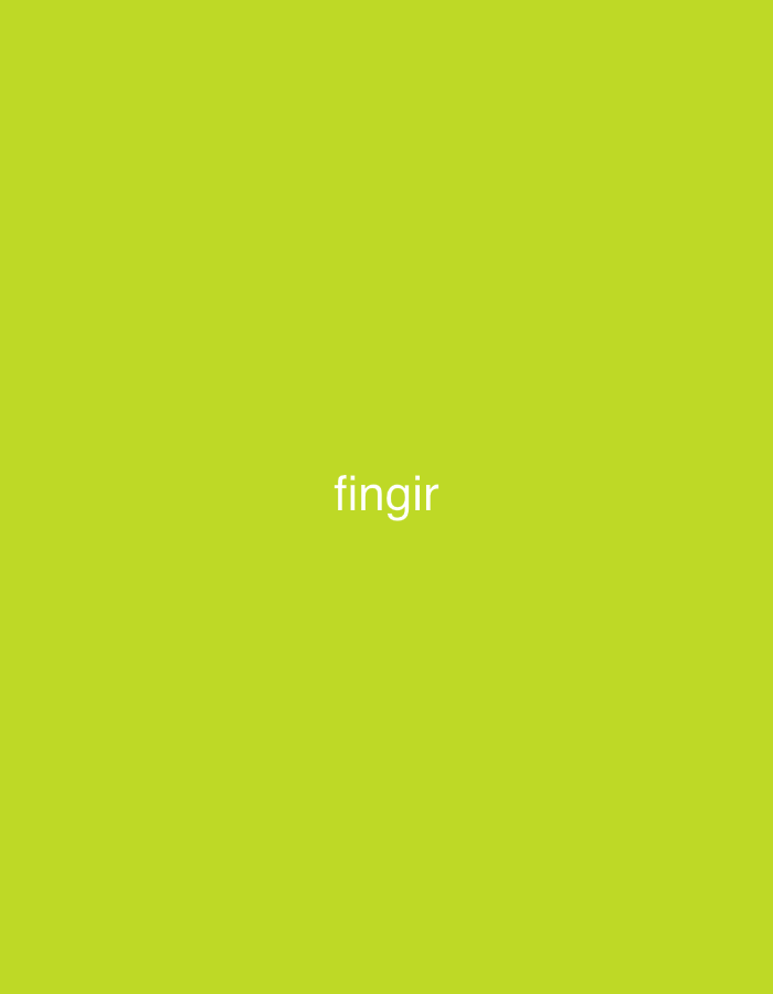 The image displays a solid, vibrant lime-green background. Centered horizontally and vertically on this background is the word "fingir," rendered in clean, white, sans-serif lowercase letters. No people, objects, or a discernable scene are depicted. The image itself does not provide any visual cues regarding a specific time of day, weather conditions, or geographical location. Its minimalist composition focuses solely on the bright green color and the text.