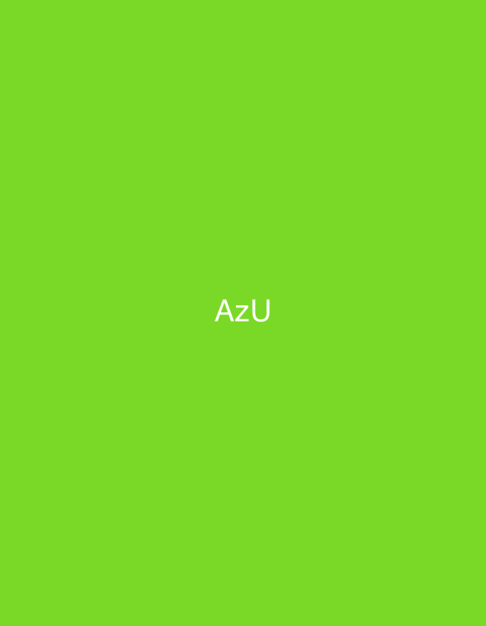 The image displays the white text "AzU" positioned centrally against a uniform, solid lime green background. There are no individuals, objects beyond the text, actions, or environmental details present. The graphic provides no visual information to determine a specific location within the city of Casablanca, Morocco, or any other geographic context.
