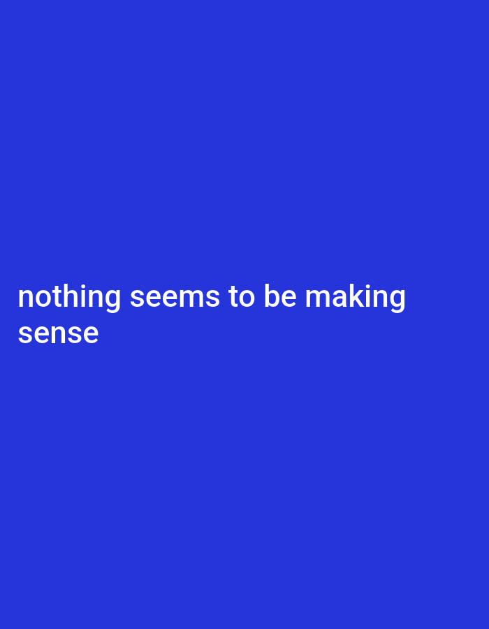 The image is a blue background with white text that reads "nothing seems to be making sense." There are no people, subjects, objects, or any discernible environmental details. The location of Gboko, Nigeria, is not present in the image.