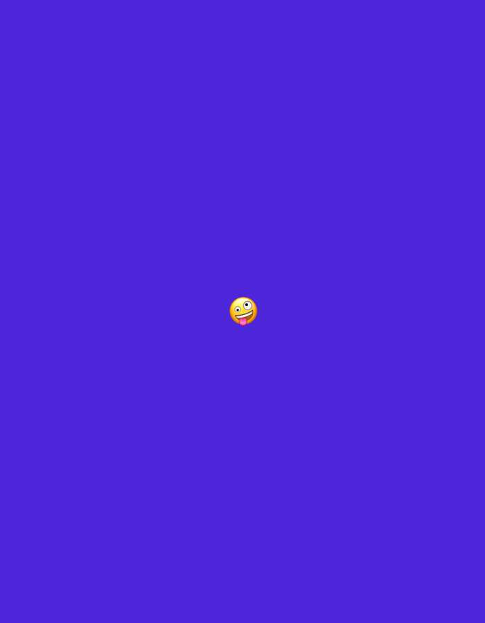 The image displays a single yellow emoji with a wide grin, crossed eyes, and a pink tongue extending out of its mouth to the right, set against a solid, uniform deep indigo background. The emoji is positioned slightly below the vertical center and slightly to the left of the horizontal center of the frame. No other subjects, actions, or environmental details are visible within the minimalist composition. The scene is contextually located in the city of Santa Ana, Venezuela.
