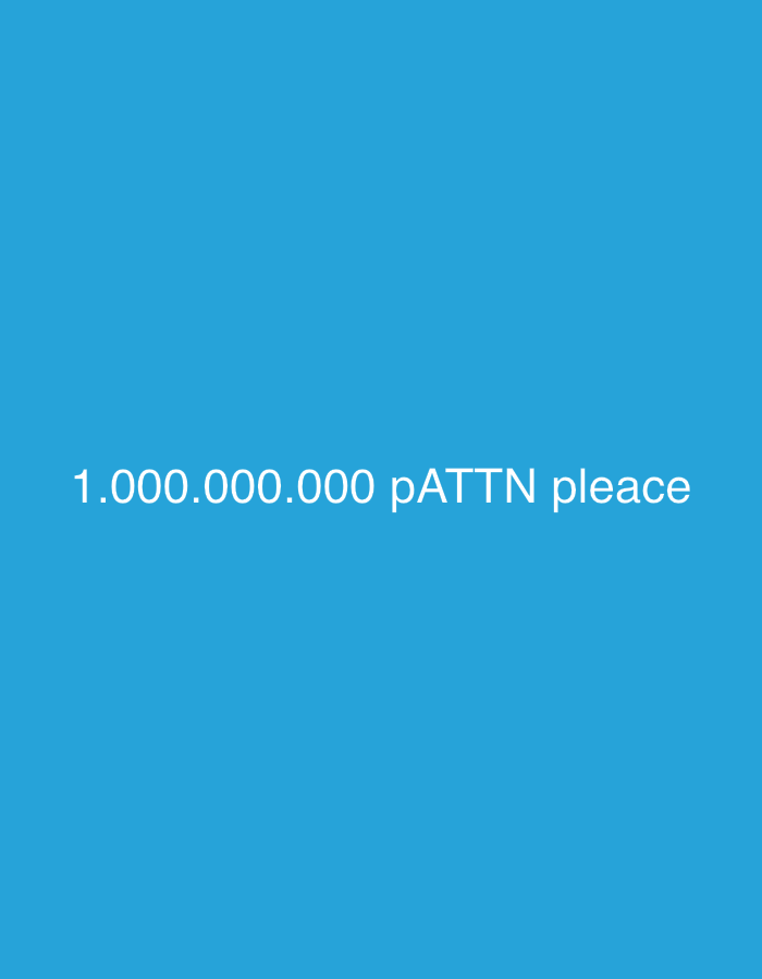 A digitally rendered image displays a large number followed by text on a bright blue background. The number is "1.000.000.000" and the text reads "pATTN please". The image has no discernible connection to Vanadzor, Armenia, or any specific location.