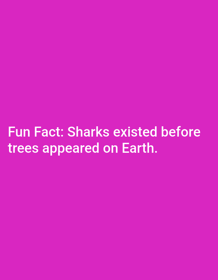 The image is a close-up of a pink background with white text that reads "Fun Fact: Sharks existed before trees appeared on Earth." There are no discernible people, objects, actions, interactions, or environmental details related to the city of Lagos, Nigeria. The image is purely textual on a solid colored background.