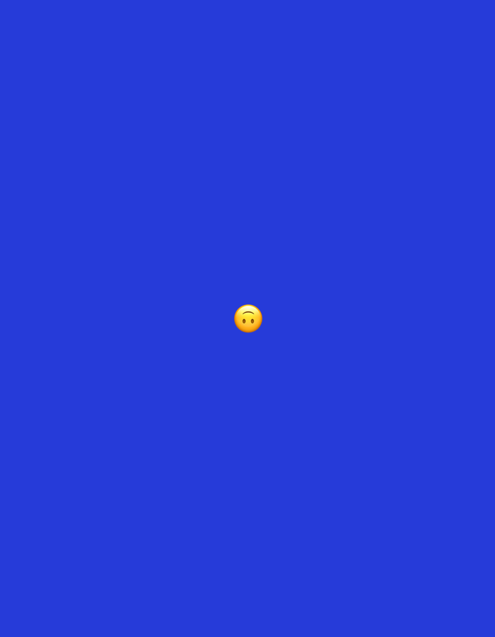The image is a digital graphic featuring a plain, solid royal blue background. Centered in the middle of the image is a yellow emoji icon with a slightly downturned mouth, commonly representing a neutral or slightly sad expression. The emoji appears to be floating or superimposed on the blue background. There is no discernible location in Moscow, Russia, or any other real-world environment depicted. The image contains no people, objects, actions, or interactions.