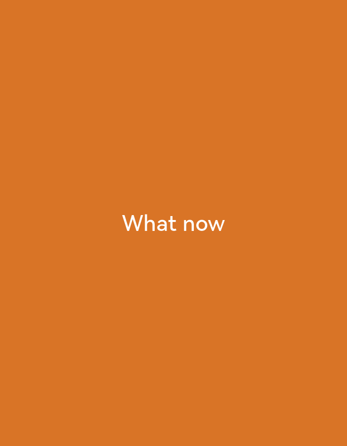 The image is a plain orange background with the white text "What now" centered on it. There are no people, subjects, objects, actions, interactions, or environmental details visible in this image. Therefore, its location in Ikorodu, Nigeria, cannot be determined from the visual information provided.