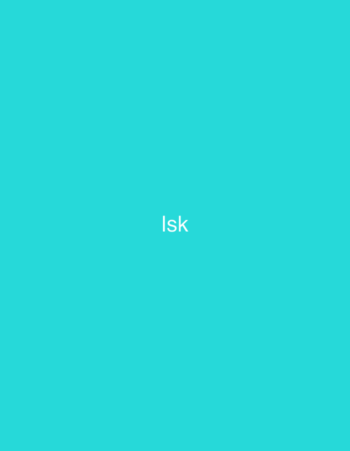 The image features a solid, uniform background in a bright shade of cyan or teal. Centered on this monochrome background is the word "Isk" rendered in white, sans-serif text. No other subjects, objects, or people are visible. There is no discernible activity or event taking place. The image lacks any environmental context, such as time of day, weather conditions, or specific location cues. The appearance is minimalistic and abstract, conveying no particular emotion.