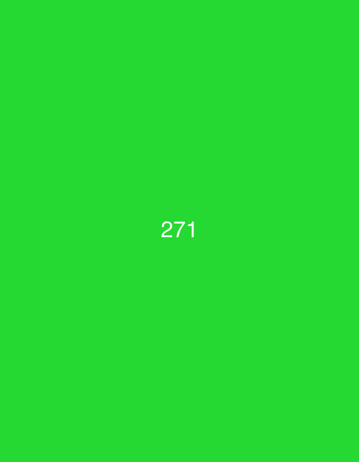 The image shows the number "271" written in white text on a bright green background. The text is centered horizontally and vertically within the frame. There is no information within the image to suggest a specific location in Đà Nẵng, Vietnam.